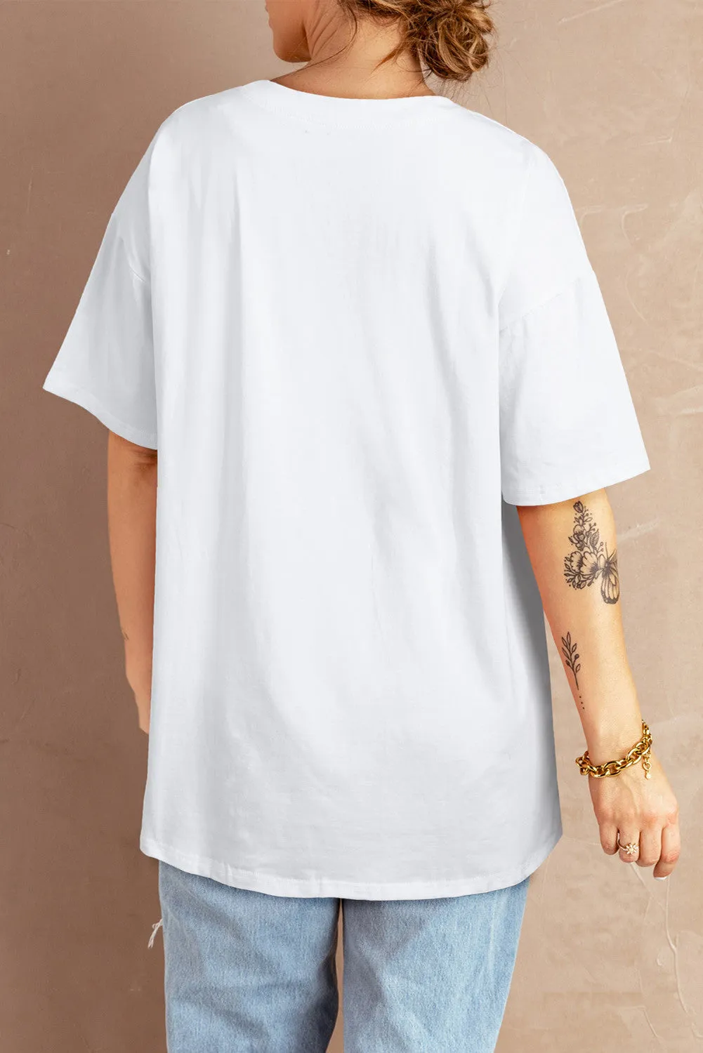 Solid Half Sleeve Loose T Shirts For Ladies