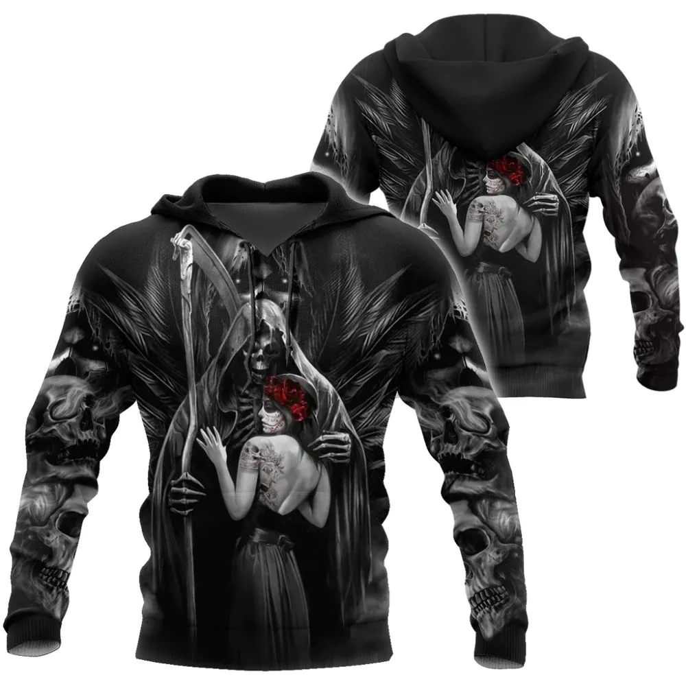 Unisex Death Skull 3D Printed Fashion Hoodies / Gothic Style Hooded Sweatshirt