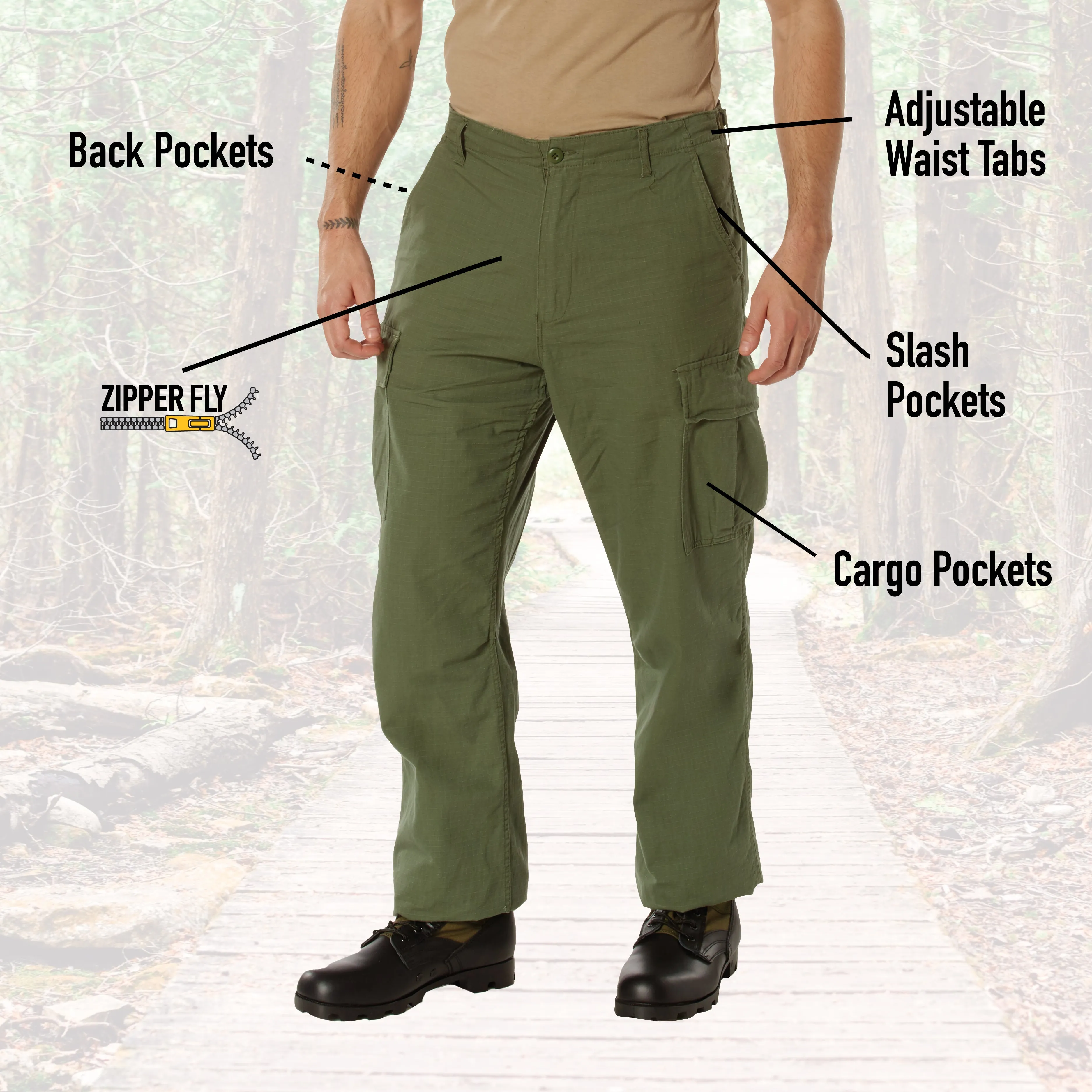 [Vintage Vietnam Era] Camo Cargo Fatigue BDU Pants