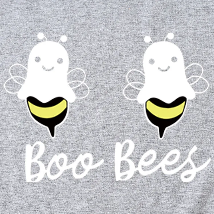 Womens Boo Bees Cute Pattern Printed Round Neck Short Sleeve T-shirt