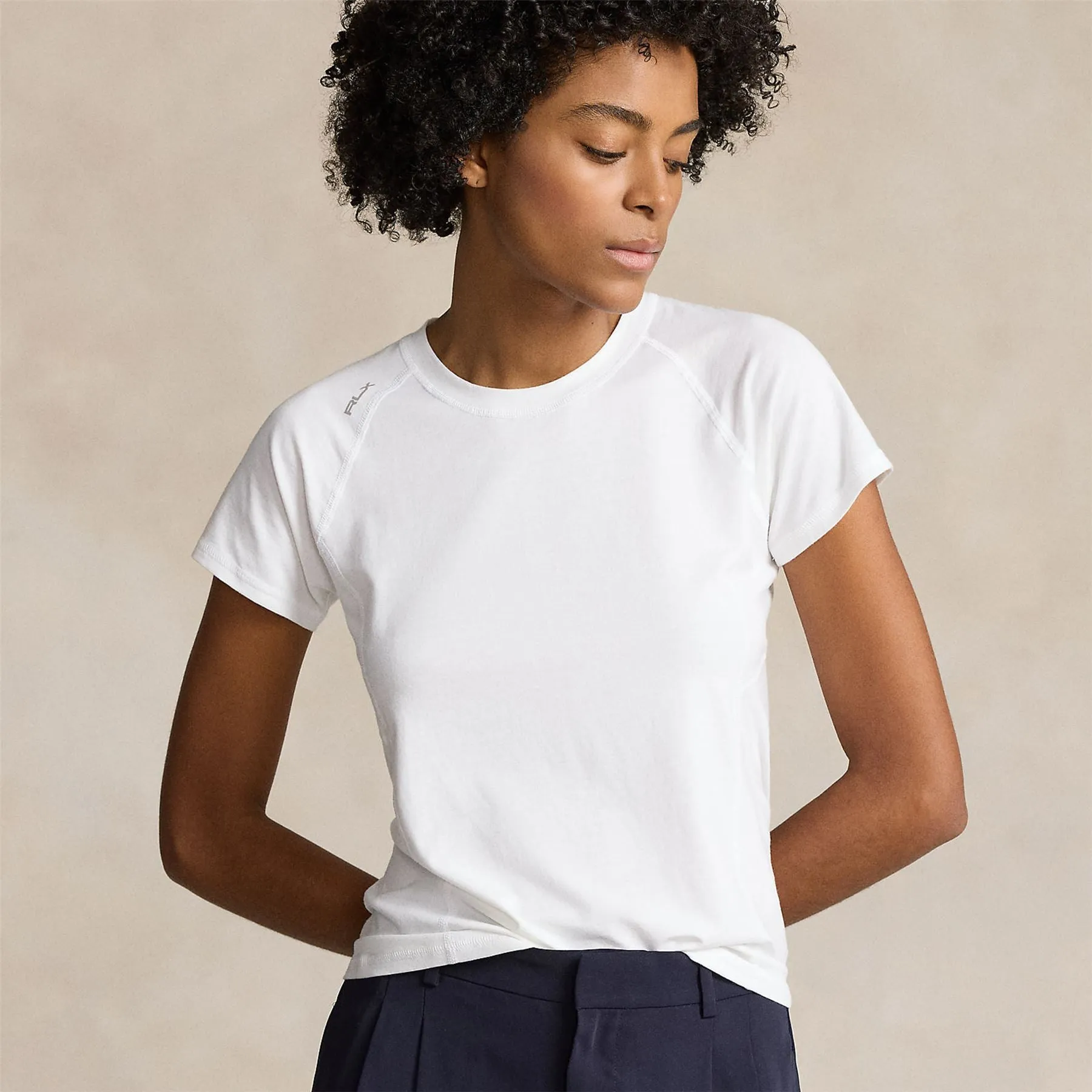 Womens Stretch Jersey Short-Sleeve Tee Ceramic White - AW24